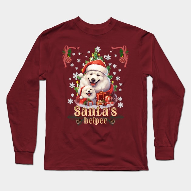 Santa's Helper, Samoyed dog Long Sleeve T-Shirt by HSH-Designing